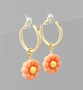 EARRING FLOWER DROP HOOP