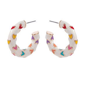 EARRING IVORY MULTI HEART HOOP