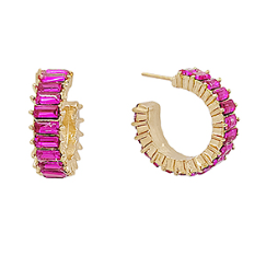 EARRING HOT PINK RHINESTONE HOOP