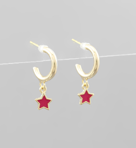 EARRING FUSHIA STARS