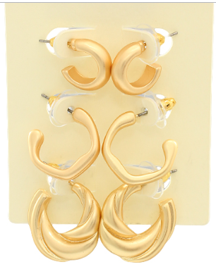 EARRING GOLD HOOP SET OF 3