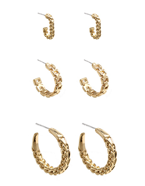 EARRING GOLD HOOP SET OF 3