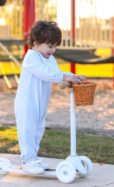 TROTTER STREET LUCAS ROMPER LIGHT BLUE STRIPE