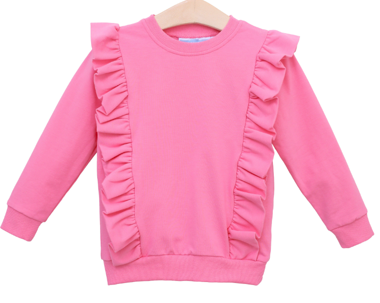 TROTTER STREET LAURA RUFFLE PULLOVER PINK