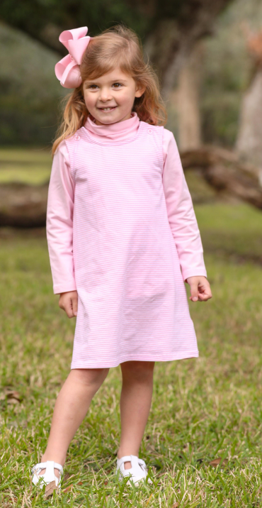 TROTTER STREET CAROLINE DRESS LIGHT PINK STRIPE