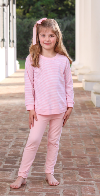 TROTTER STREET REAGAN TOP LIGHT PINK STRIPE