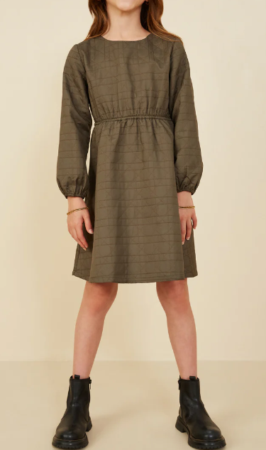 HAYDEN GIRLS QUILED LONG SLEEVE A LINE DRESS