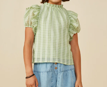 HAYDEN GIRLS RUFFLE SHOULDER PUFF TOP