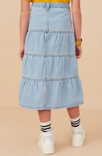 HAYDEN GIRLS BUTTON FLY MAXI DENIM SKIRT