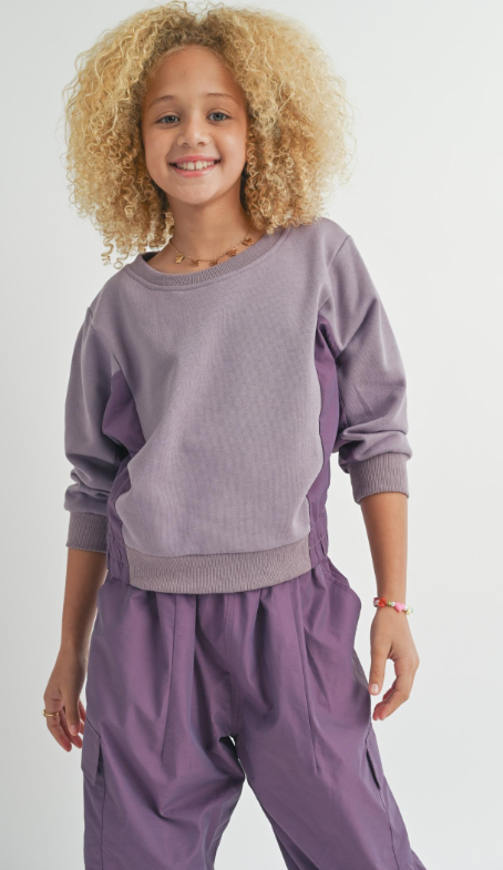 SADIE & SAGE TWEEN VITA CREWNECK WITH NYLON PANELS