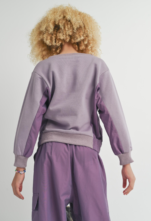 SADIE & SAGE TWEEN VITA CREWNECK WITH NYLON PANELS