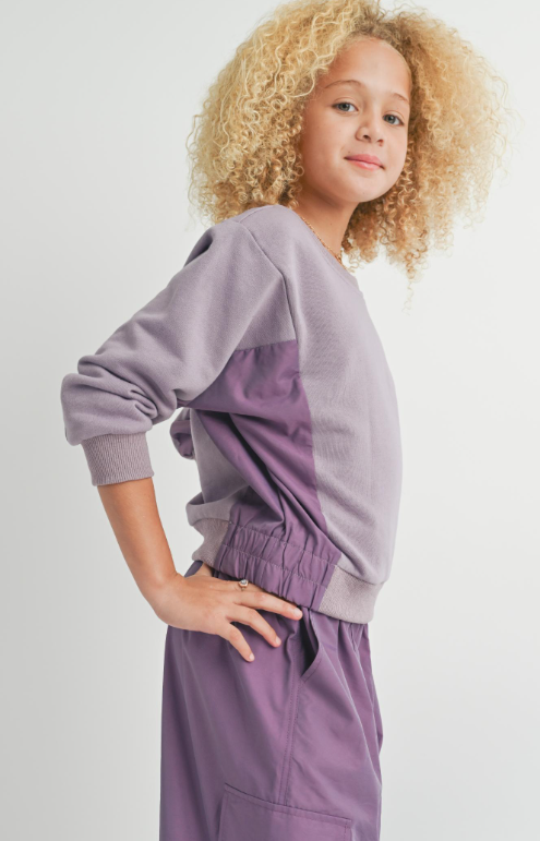 SADIE & SAGE TWEEN VITA CREWNECK WITH NYLON PANELS