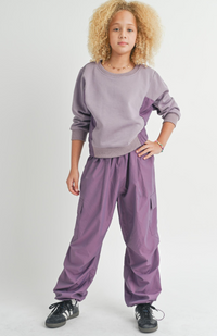 SADIE & SAGE TWEEN VITA CREWNECK WITH NYLON PANELS