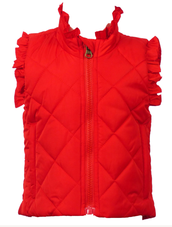 THE YELLOW LAMB VERA VEST WITH RUFFLES RED