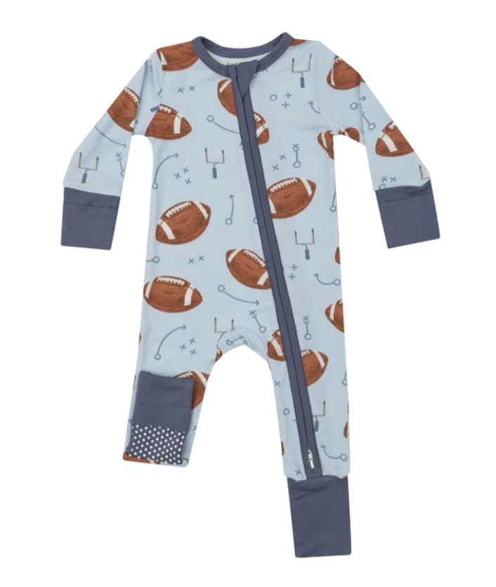 ANGEL DEAR BLUE FOOTBALL 2 WAY ZIPPER ROMPER