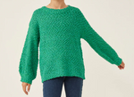 HAYDEN GIRLS POPCORN KNIT PULLOVER SWEATER KELLY GREEN