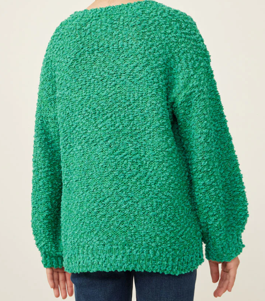 HAYDEN GIRLS POPCORN KNIT PULLOVER SWEATER KELLY GREEN