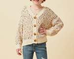 HAYDEN GIRLS CONFETTI POPCORN KNIT BUTTONED SWEATER CARDIGAN