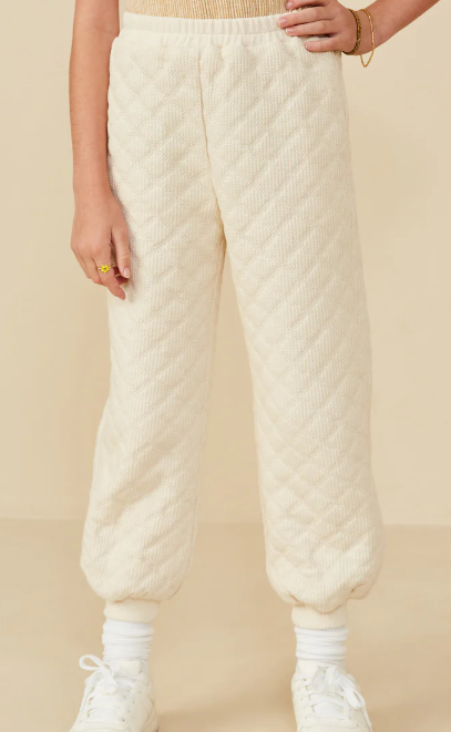 HAYDEN GIRLS ELASTIC WAIST QUILTED KNIT PANTS