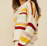 HAYDEN GIRLS KNIT STRIPED CROPED SWEATER CARDIGAN