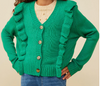 HAYDEN GIRLS RUFFLE DETAIL BUTTON SWEATER CARDIGAN