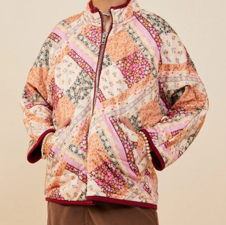 HAYDEN GIRLS PATCH PRINT QUILTED LIGHT PADDED JACKET