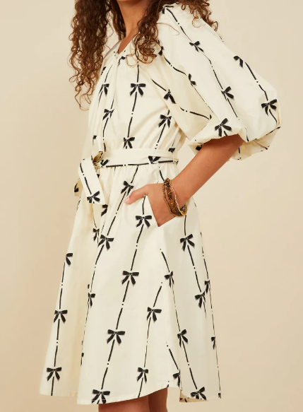 HAYDEN GIRLS ALL OVER BOW PRINT BELTED DRESS