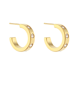 PAVE CRYSTAL OPEN STUD HOOPS