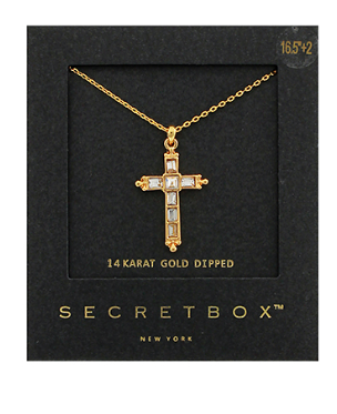 PAVE BAGUETTE CROSS PENDANT NECKLACE