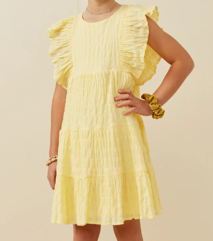 HAYDEN GIRLS RUFFLE TEXTURED EXAGGERATED RUFFLE DRESS