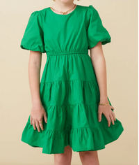 HAYDEN GIRLS BOW BACK PUFF SLEEVE POPLIN DRESS