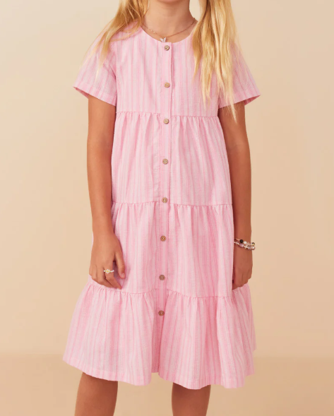 HAYDEN GIRLS STRIPED SEERSUCKER TEXTURE BUTTON UP DRESS