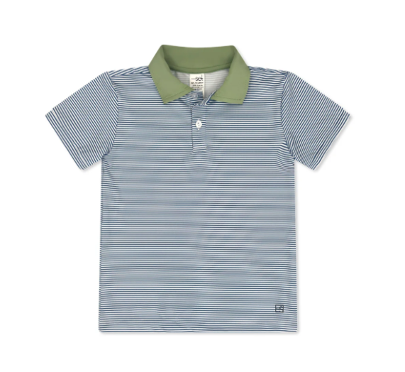 SET ATHLEISURE PARKER POLO PARKER PLO BATON ROUGE BLUE MINISTRIPE PISTACHIO GREEN