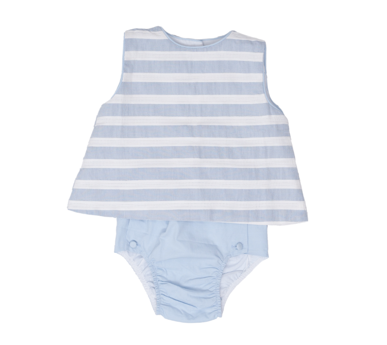 THE OAKS REX BLUE & WHITE STRIPE BLOOMER SET