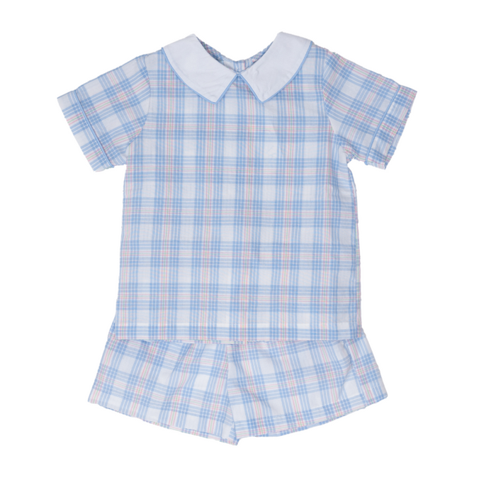 THE OAKS JOHN PINK/BLUE PLAID SHORT SET