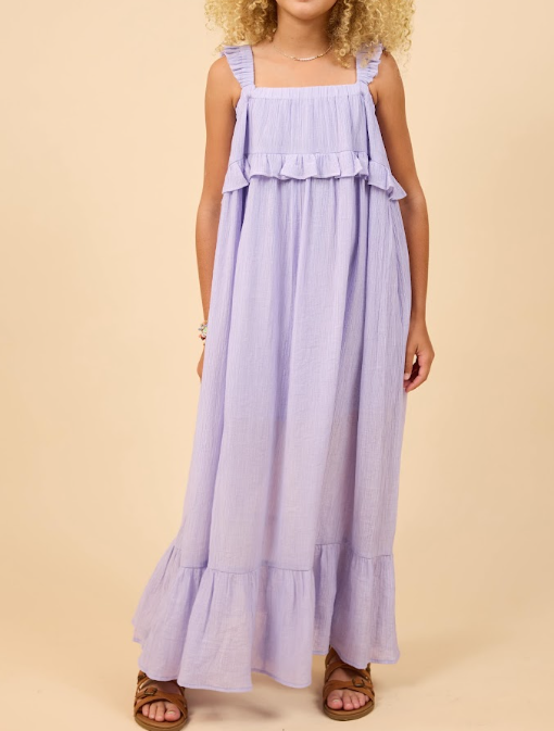 SADIE & SAGE TWEEN TAKES TIME RUFFLE TRIM MAXI DRESS