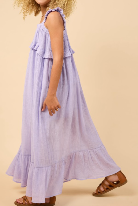 SADIE & SAGE TWEEN TAKES TIME RUFFLE TRIM MAXI DRESS