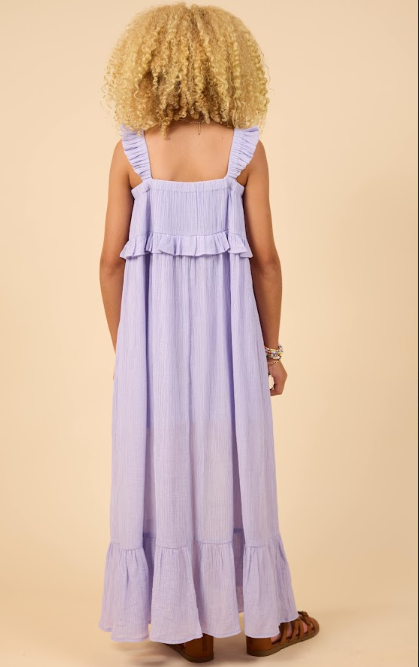 SADIE & SAGE TWEEN TAKES TIME RUFFLE TRIM MAXI DRESS