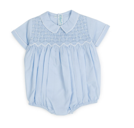 FELTMAN BROTHERS DIAMOND SMOCK ROMPER BLUE