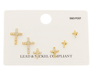 THREE SET CROSS EARRINGS