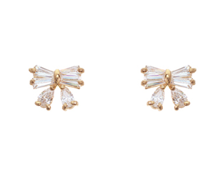 CUBIC ZIRCONIA BOW EARRINGS