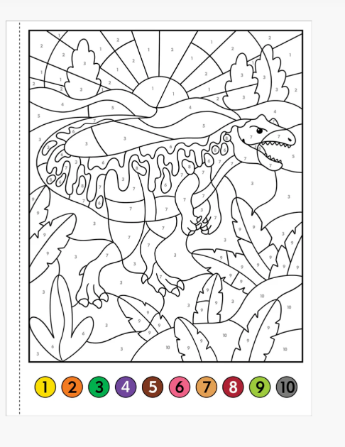 COLOR BY NUMBER DINOSAURS