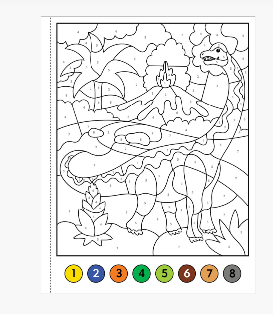 COLOR BY NUMBER DINOSAURS