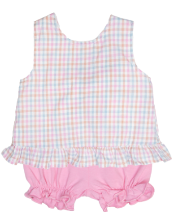 THREE SISTERS SPRING PLAID TIE BLOOMER SET