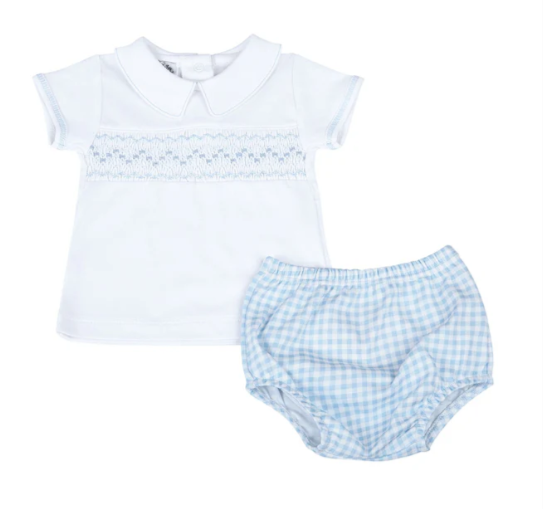 MAGNOLIA BABY MINI CHECK SMOCK COLLAR DIAPER COVER