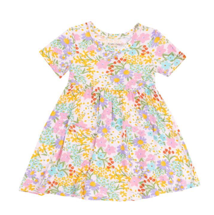 ANGEL DEAR AMELIA FLORAL S/S TWIRLY DRESS