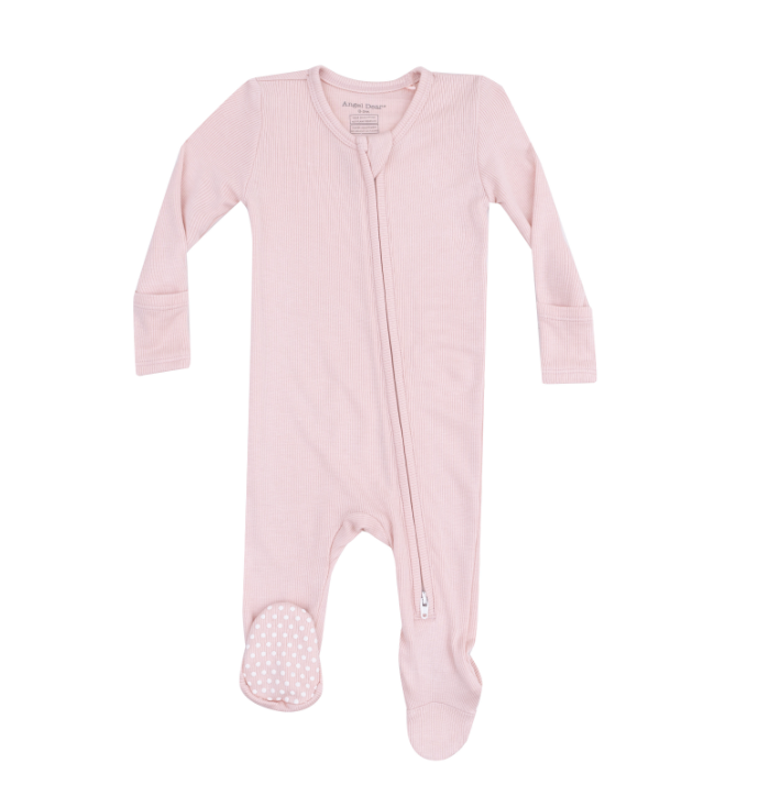 ANGEL DEAR SOLID ROSE SMOKE RIB 2 WAY ZIPPER FOOTIE