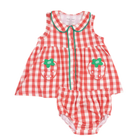 ANGEL DEAR STRAWBERRY GINGHAM PETER PAN SET/DRESS