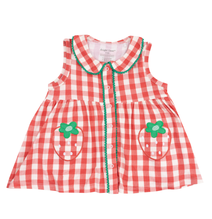 ANGEL DEAR STRAWBERRY GINGHAM PETER PAN SET/DRESS