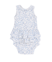 ANGEL DEAR BLUE CALICO FLORAL RUFFLE TANK BUBBLE